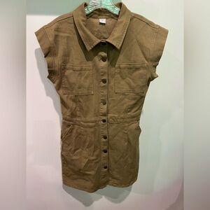Tinsel Tan Button Front Dress Size L